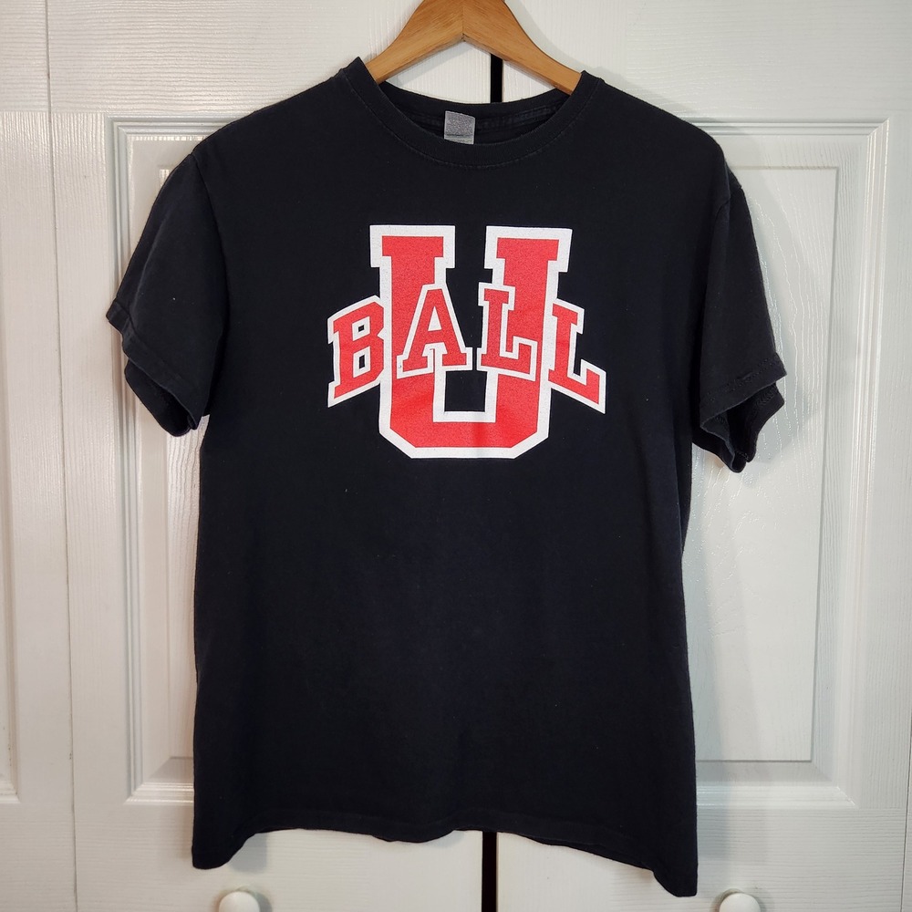 Gildan Heavy‎ Cotton Men Medium Black Ball U Graphic T-Shirt Short Sleeve Tee